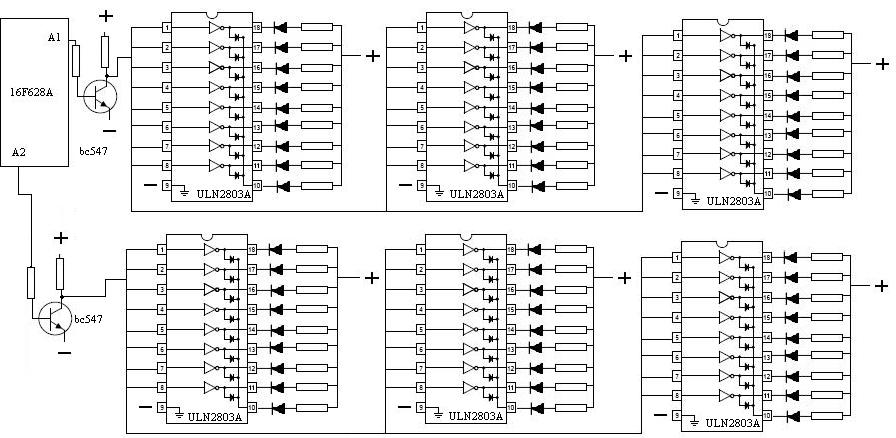 Schema met BC547, maar waar ik niet van weet hoe hem te gebruiken in deze toepassing