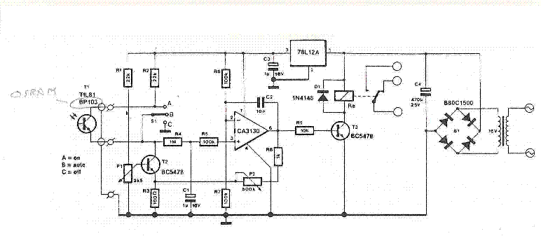 Schema lichtgevoelige schakeling
